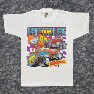 Sprint Car Racing Tom Knowles TShirt Mens Size M White Memorial 1999 Vintage